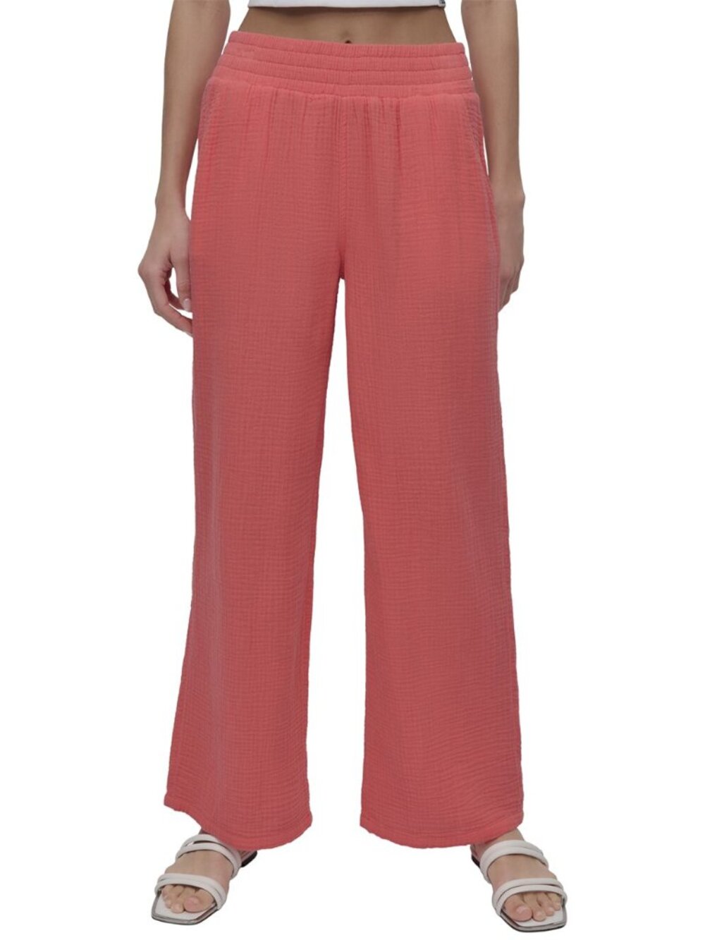 NWT DKNY Wide Leg Pleated Pant in Coral Crush, Size XL